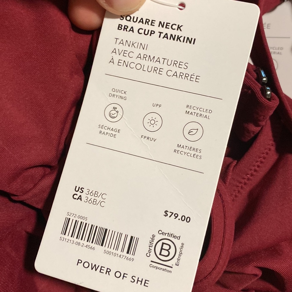 ❤️ Athleta Square Neck Bra Cup Tankini // CoffeeBerry - Picture 7 of 8